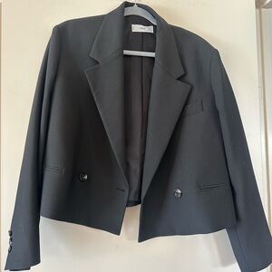 Women's Mango Crop Black Blazer